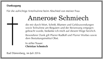 Traueranzeige von Annerose Schmiech von Mitteldeutsche Zeitung Merseburg/Querfurt