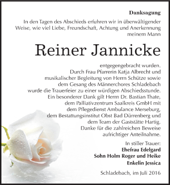 Traueranzeige von Reiner Jannicke von Mitteldeutsche Zeitung Merseburg/Querfurt