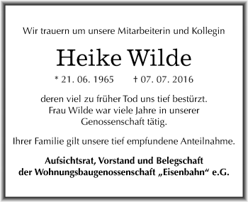 Traueranzeige von Heike Wilde von Mitteldeutsche Zeitung Halle/Saalkreis