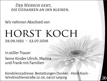 Traueranzeige von Horst Koch von Mitteldeutsche Zeitung Quedlinburg