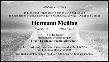 Traueranzeige von Hermann Meiling von Mitteldeutsche Zeitung Wittenberg