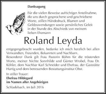 Traueranzeige von Roland Leyda von Super Sonntag Merseburg