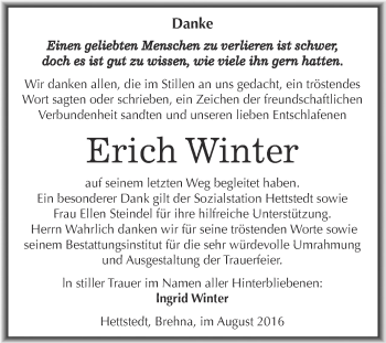 Traueranzeige von Erich Winter von Super Sonntag SGH Mansf. Land