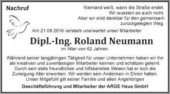 Traueranzeige von Roland Neumann von Super Sonntag Wittenberg