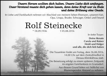 Traueranzeige von Rolf Steinecke von Mitteldeutsche Zeitung Dessau-Roßlau