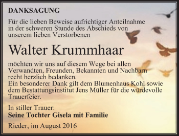 Traueranzeige von Walter Krummhaar von Mitteldeutsche Zeitung Quedlinburg