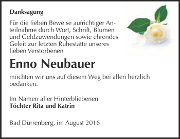 Traueranzeige von Enno Neubauer von Super Sonntag Merseburg