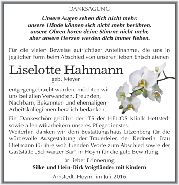 Traueranzeige von Liselotte Hahmann von Mitteldeutsche Zeitung