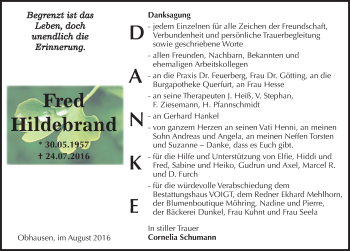 Traueranzeige von Fred Hildebrand von Mitteldeutsche Zeitung Merseburg/Querfurt