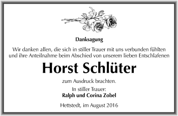 Traueranzeige von Horst Schlüter von Mitteldeutsche Zeitung Mansfelder Land