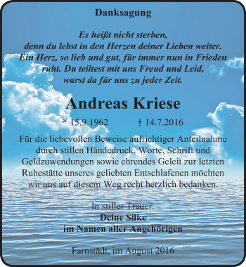 Traueranzeige von Andreas Kriese von Mitteldeutsche Zeitung Merseburg/Querfurt