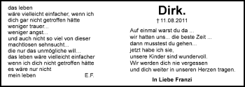 Traueranzeige von Dirk  von Mitteldeutsche Zeitung Quedlinburg