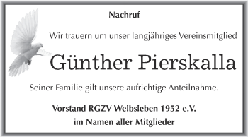 Traueranzeige von Günther Pierskalla von Super Sonntag Aschersleben