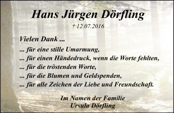 Traueranzeige von Hans Jürgen Dörfling von Mitteldeutsche Zeitung Dessau-Roßlau