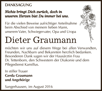 Traueranzeige von Dieter Graumann von Super Sonntag SGH Mansf. Land