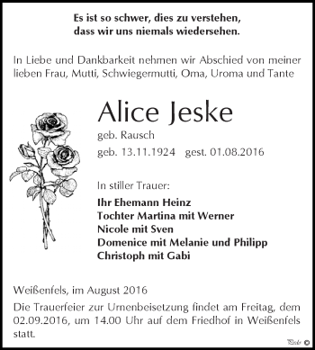 Traueranzeige von Renate Frauendorf von Mitteldeutsche Zeitung Merseburg/Querfurt