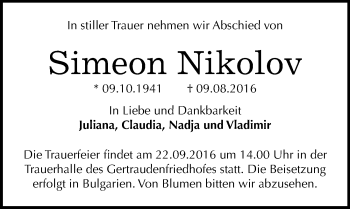 Traueranzeige von Simeon Nikolov von Mitteldeutsche Zeitung Halle/Saalkreis
