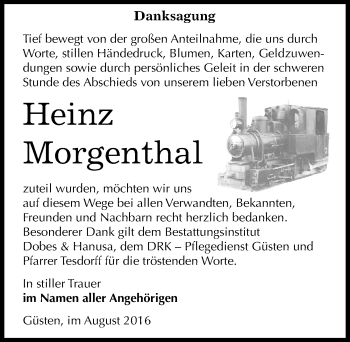 Traueranzeige von Heinz Morgenthal von Mitteldeutsche Zeitung Bernburg