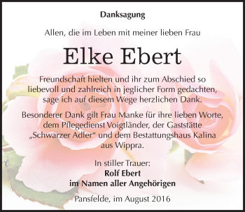 Traueranzeige von Elke Ebert von Mitteldeutsche Zeitung Aschersleben