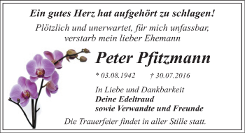 Traueranzeige von Peter Pfitzmann von Mitteldeutsche Zeitung Dessau-Roßlau