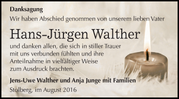 Traueranzeige von Hans-Jürgen Walther von Super Sonntag SGH Mansf. Land