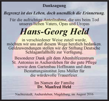 Traueranzeige von Hans-Georg Held von Mitteldeutsche Zeitung Aschersleben