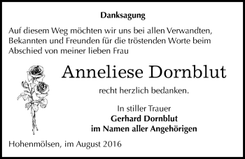 Traueranzeige von Anneliese Dornblut von Mitteldeutsche Zeitung Weißenfels
