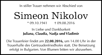 Traueranzeige von Simeon Nikolov von Mitteldeutsche Zeitung Halle/Saalkreis