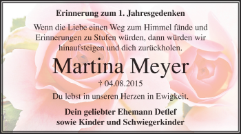 Traueranzeige von Martina Meyer von WVG - Wochenspiegel Bitterfeld
