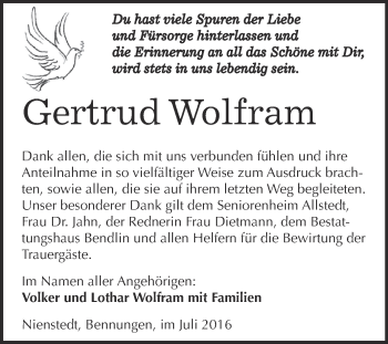 Traueranzeige von Bärbel Ullrich von Mitteldeutsche Zeitung Sangerhausen
