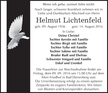 Traueranzeige von Helmut Lichtenfeld von Mitteldeutsche Zeitung Merseburg/Querfurt