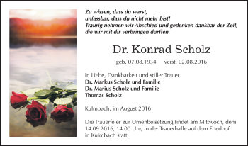 Traueranzeige von Konrad Scholz von Mitteldeutsche Zeitung Zeitz