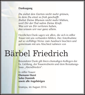 Traueranzeige von Elfriede Lingesleben von Mitteldeutsche Zeitung Mansfelder Land