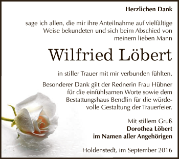 Traueranzeige von Wilfried Löbert von Super Sonntag SGH Mansf. Land
