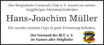 Traueranzeige von Hans-Joachim Müller von Mitteldeutsche Zeitung Zeitz