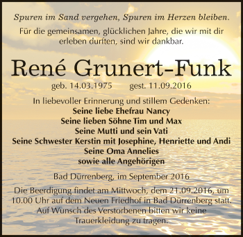 Traueranzeige von René Grunert-Funk von Mitteldeutsche Zeitung Merseburg/Querfurt