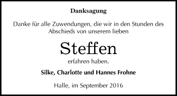 Traueranzeige von Steffen  von Mitteldeutsche Zeitung Halle/Saalkreis