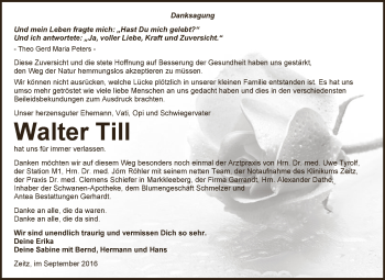 Traueranzeige von Walter Till von Super Sonntag Zeitz