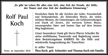 Traueranzeige von Rolf Paul von WVG - Wochenspiegel Quedlinburg