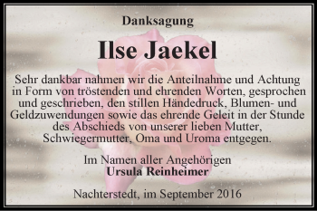 Traueranzeige von Ilse Jaekel von Super Sonntag Aschersleben