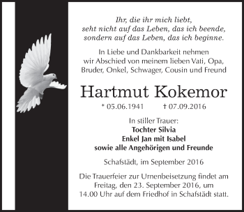 Traueranzeige von Hartmut Kokemor von Mitteldeutsche Zeitung Merseburg/Querfurt