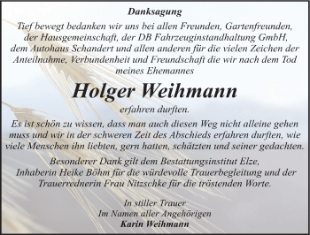 Traueranzeige von Holger Weihmann von Mitteldeutsche Zeitung Dessau-Roßlau