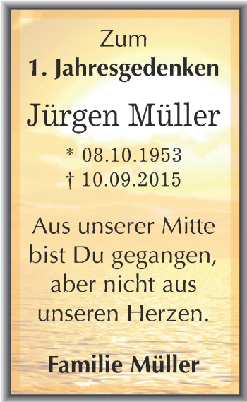 Traueranzeige von Jürgen Müller von Super Sonntag SGH Mansf. Land