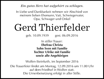Traueranzeige von Gerd Thierfelder von Mitteldeutsche Zeitung Bitterfeld