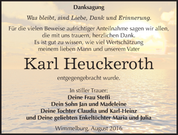 Traueranzeige von Karl Heuckeroth von Mitteldeutsche Zeitung Mansfelder Land