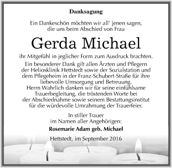 Traueranzeige von Gerda Michael von Mitteldeutsche Zeitung Mansfelder Land
