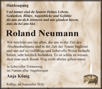 Traueranzeige von Roland Neumann von Mitteldeutsche Zeitung Dessau-Roßlau