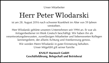 Traueranzeige von Peter Wlodarski von Mitteldeutsche Zeitung