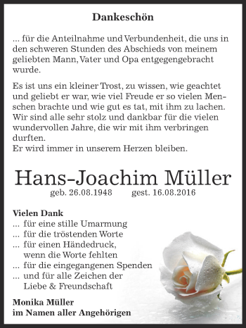 Traueranzeige von Hans-Joachim Müller von Super Sonntag Zeitz