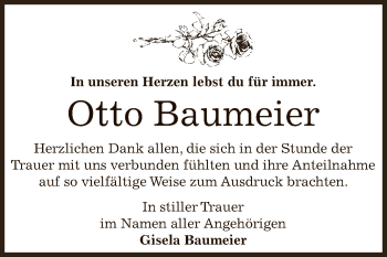 Traueranzeige von Otto Baumeier von Super Sonntag Bernburg